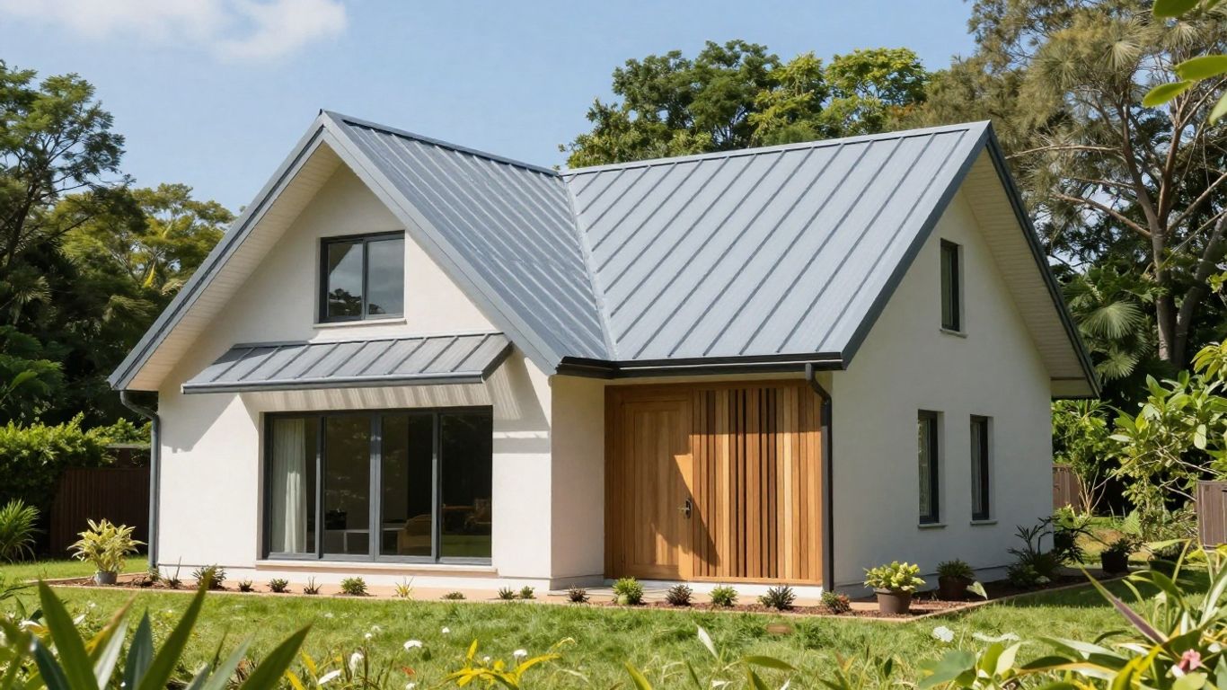 Modern house with a new, durable metal roof.