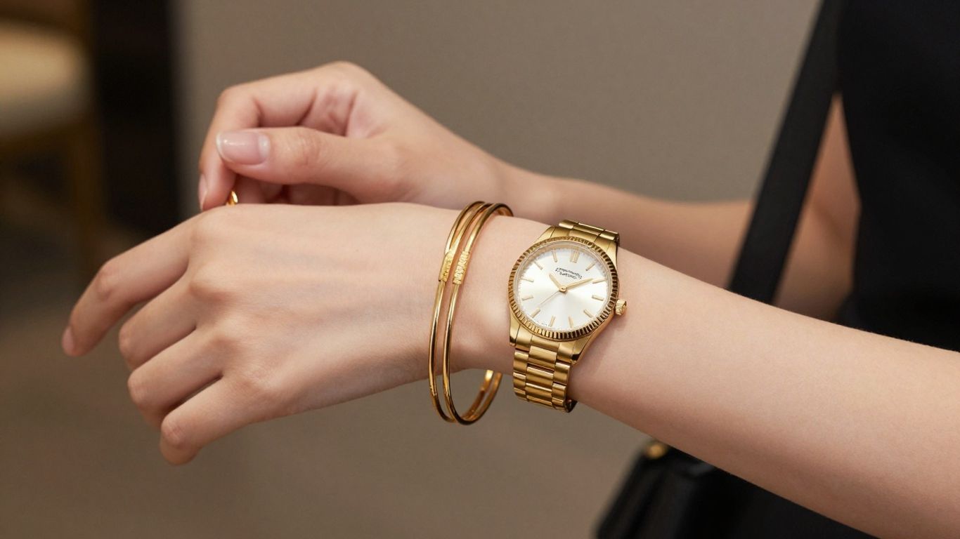 Gold bangles at night