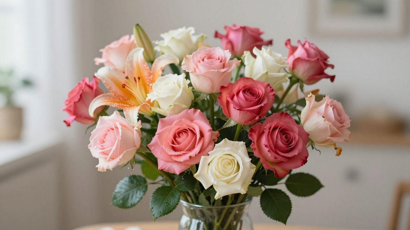 Colorful flower arrangement in a vase
