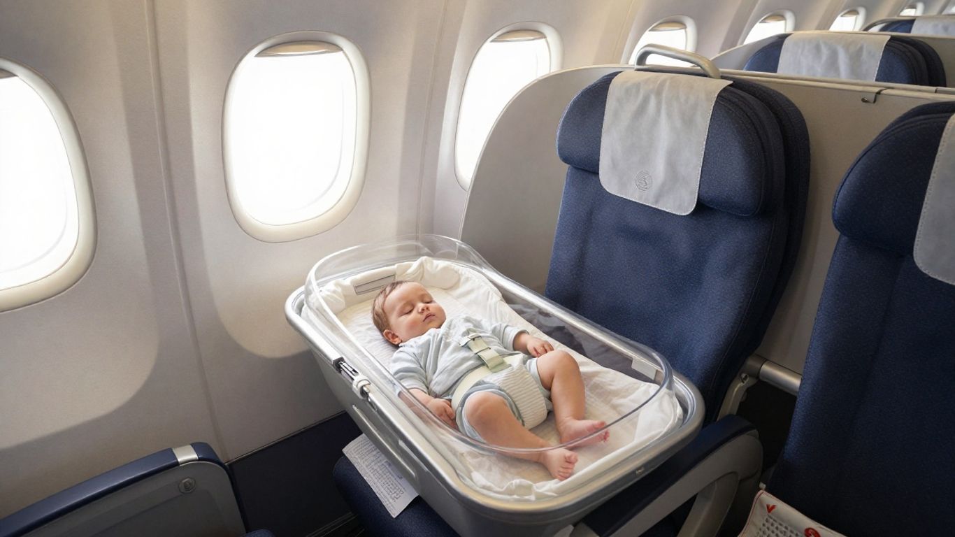 Vista de una cabina de avión confortable para familias