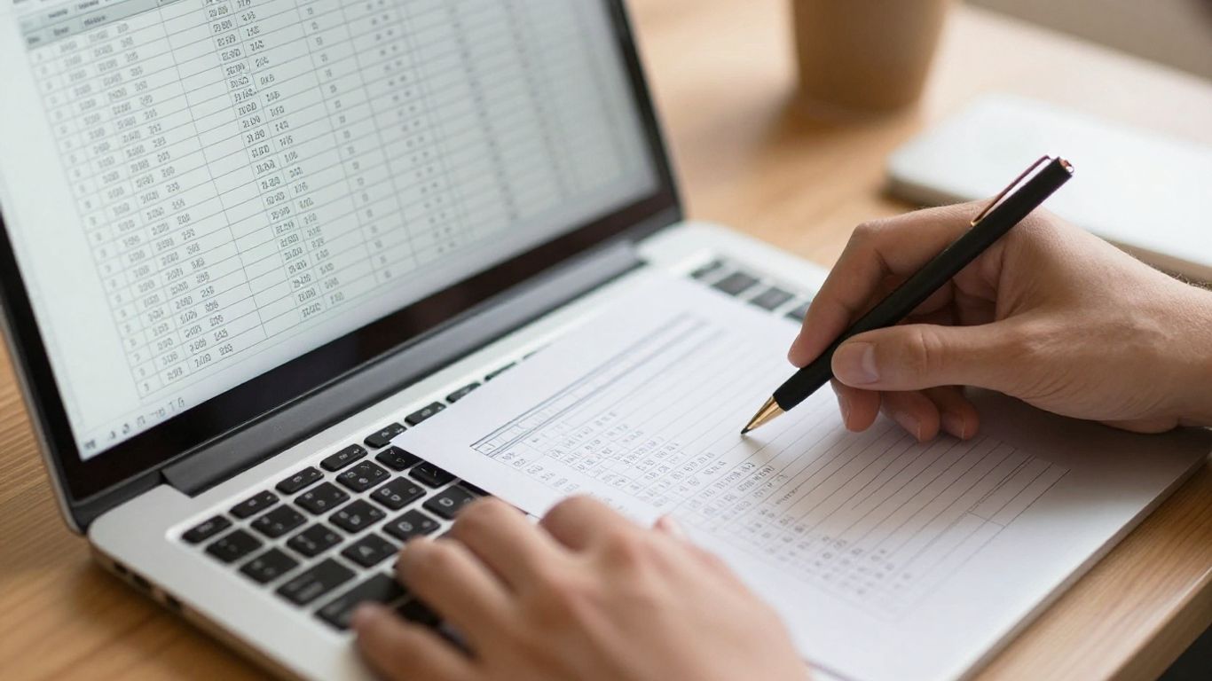 Transaction rows arranged across spreadsheet columns