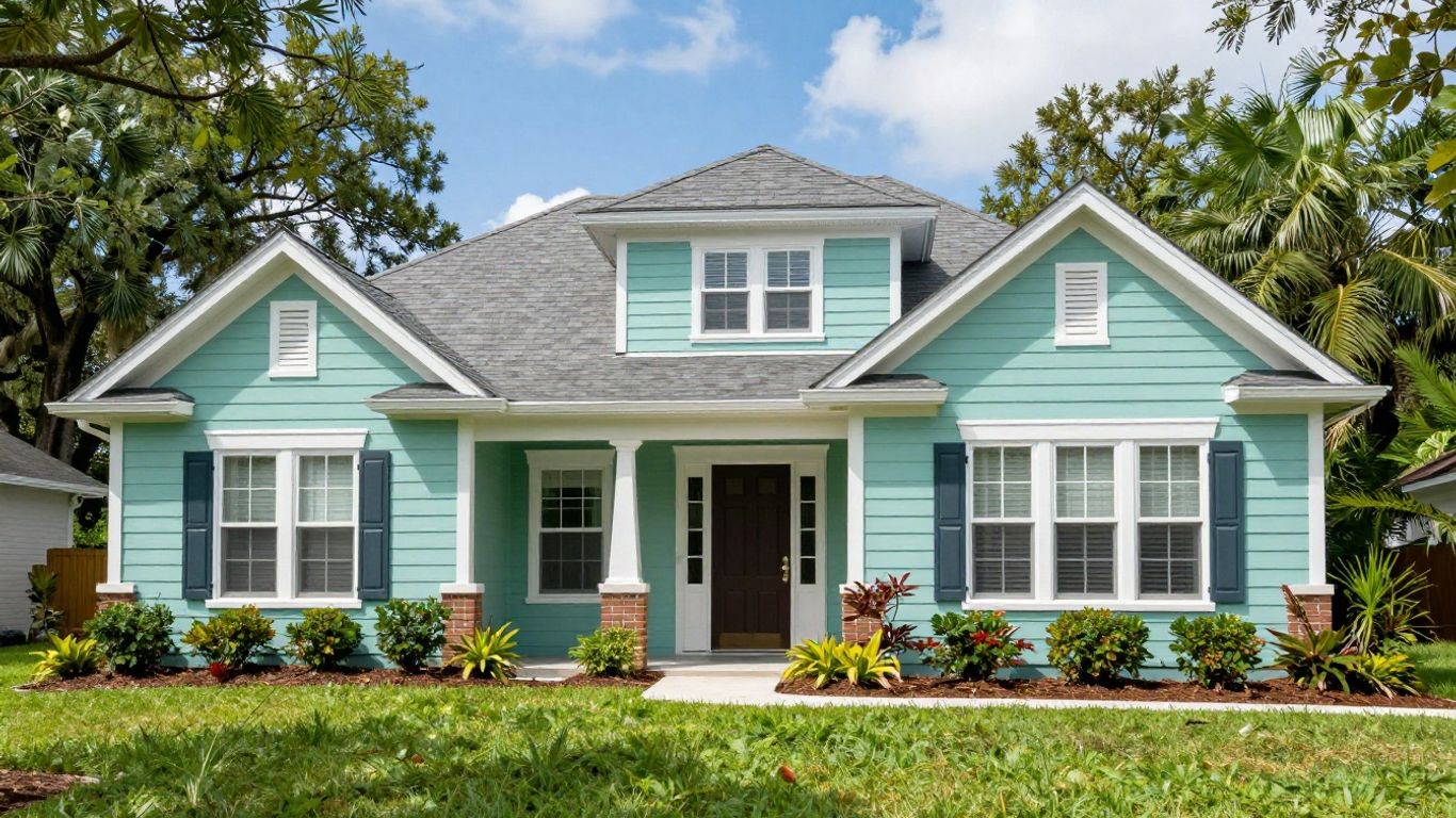 Orlando house exterior with fresh paint and landscaping.