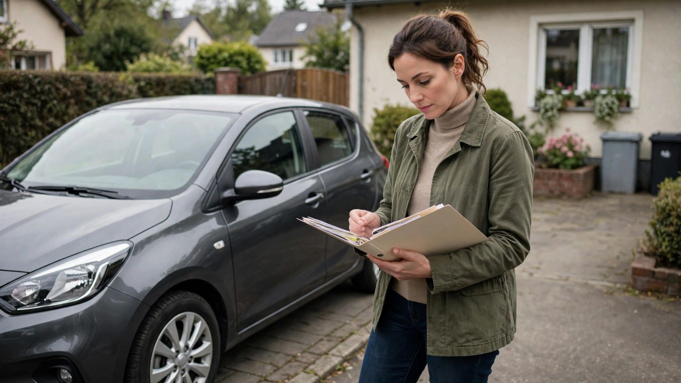 Auto und Unterlagen für die Kostenplanung