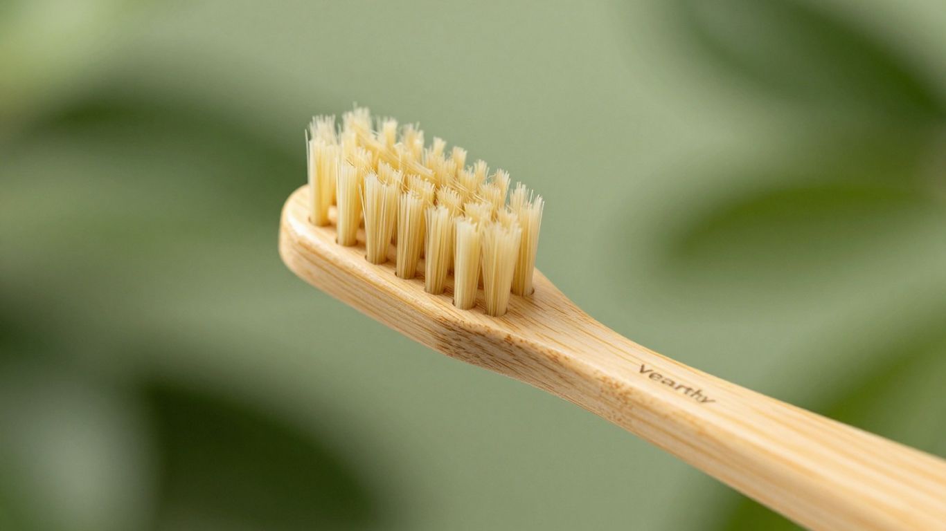 Vearthy Bamboo Sonic Electric Toothbrush on a green background.