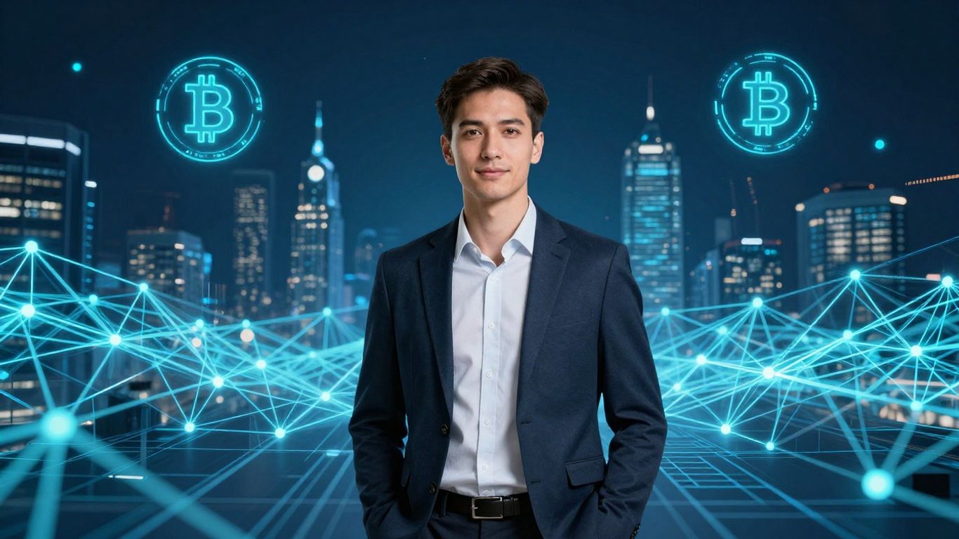 Blockchain developer looking towards a bright future with digital networks.