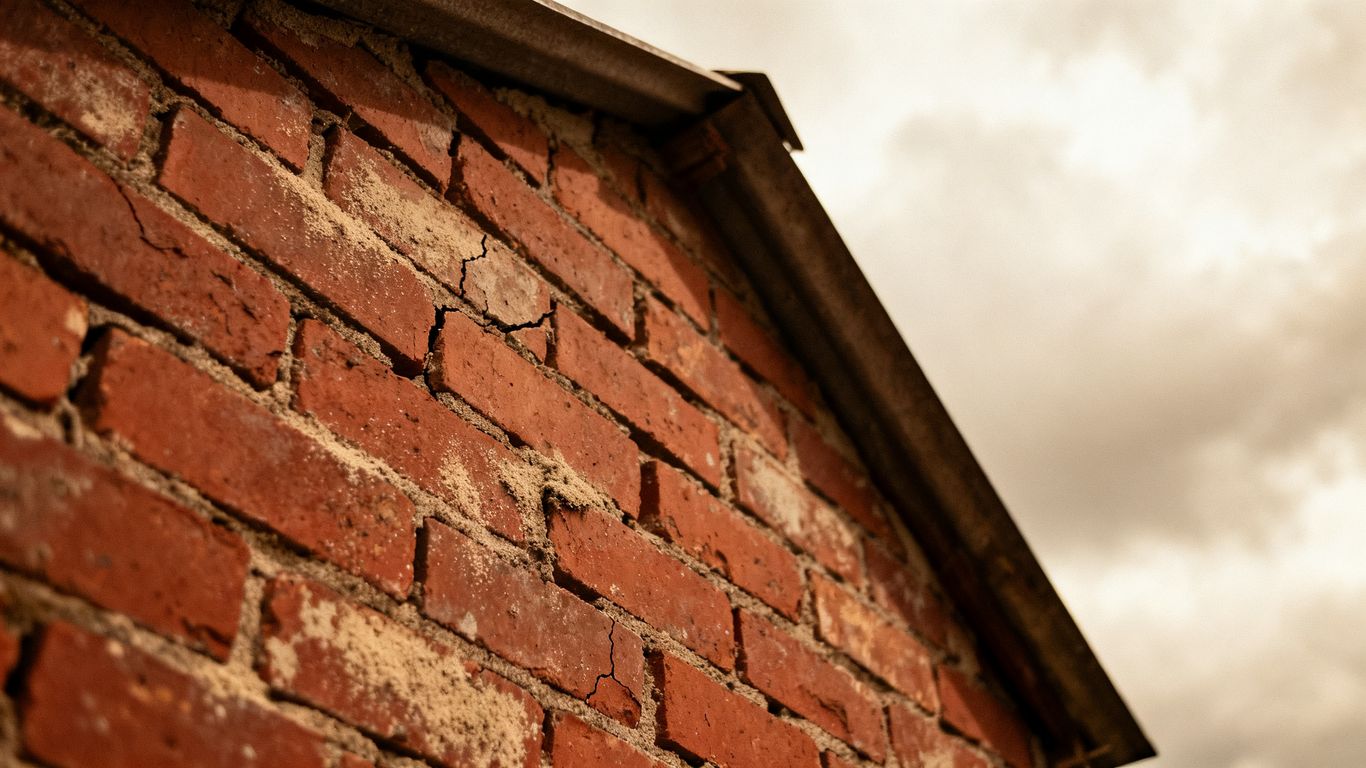 A brick wall showing signs of wear and age