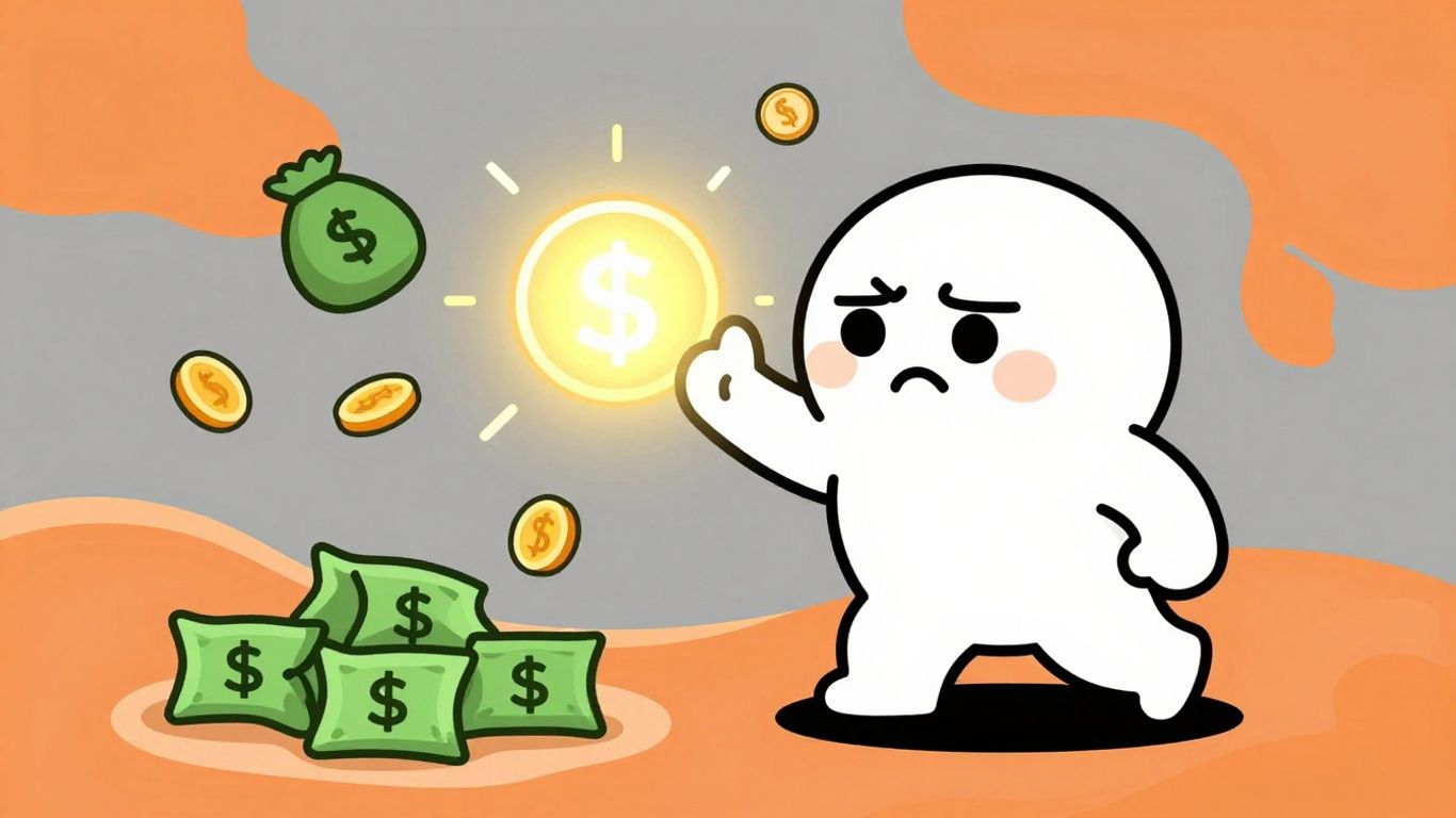Cartoon character receiving emergency loan money