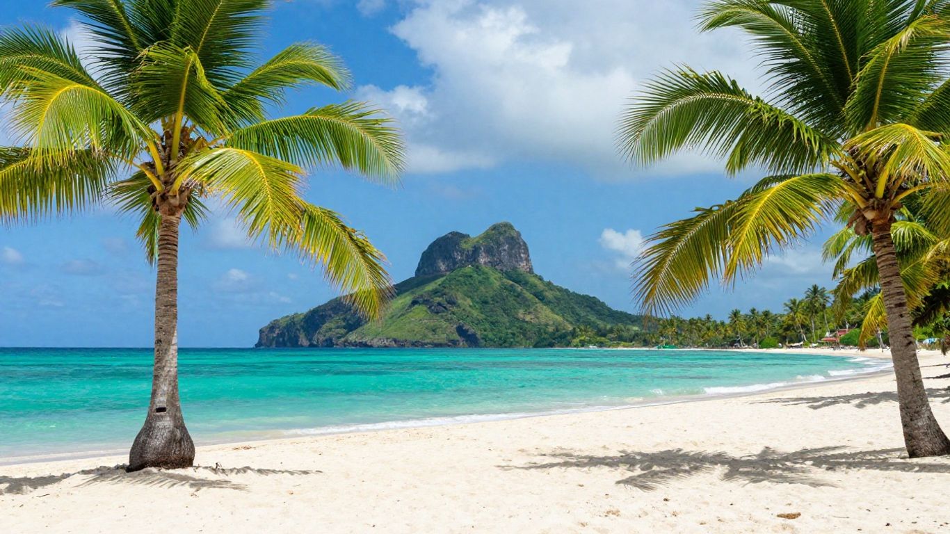 Negril beach with turquoise water and white sand.