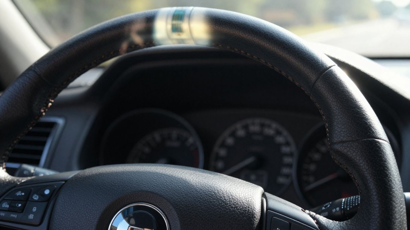 Auto im Sonnenlicht, Armaturenbrett und Lenkrad