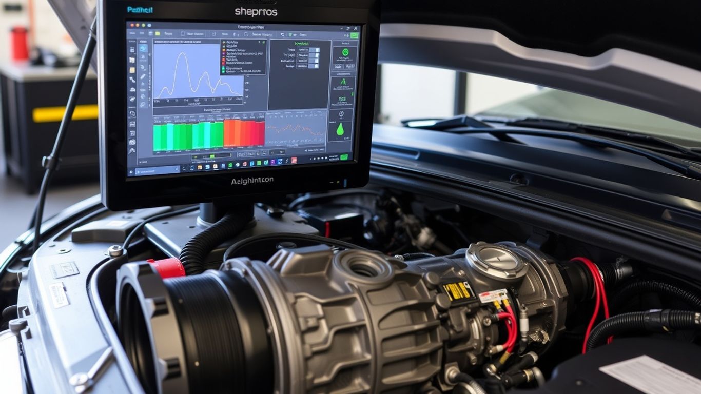 Diagnostic computer checking transmission electronics