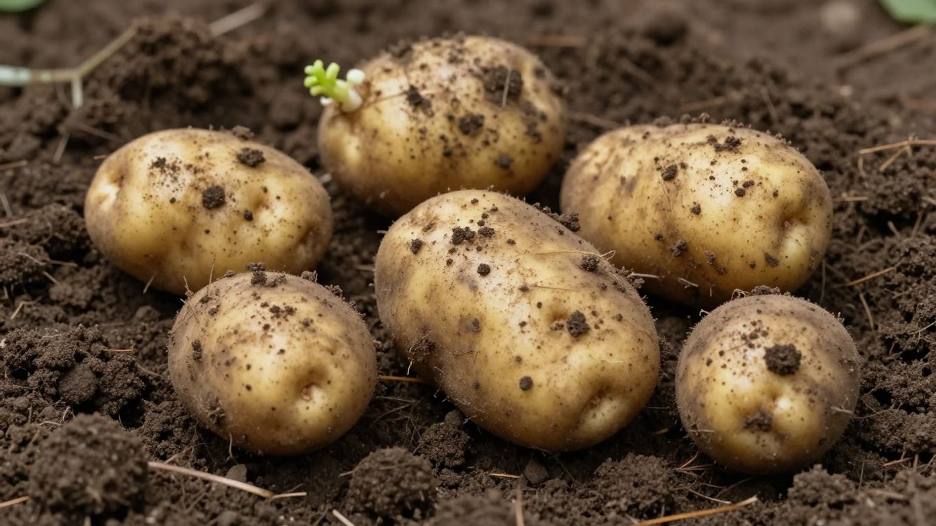 Biologische aardappelen in de aarde