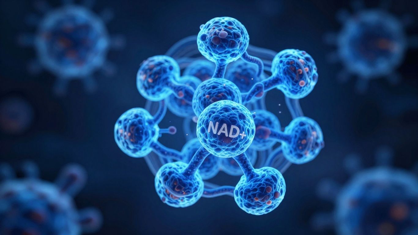 NAD+ molecules and cellular structures.