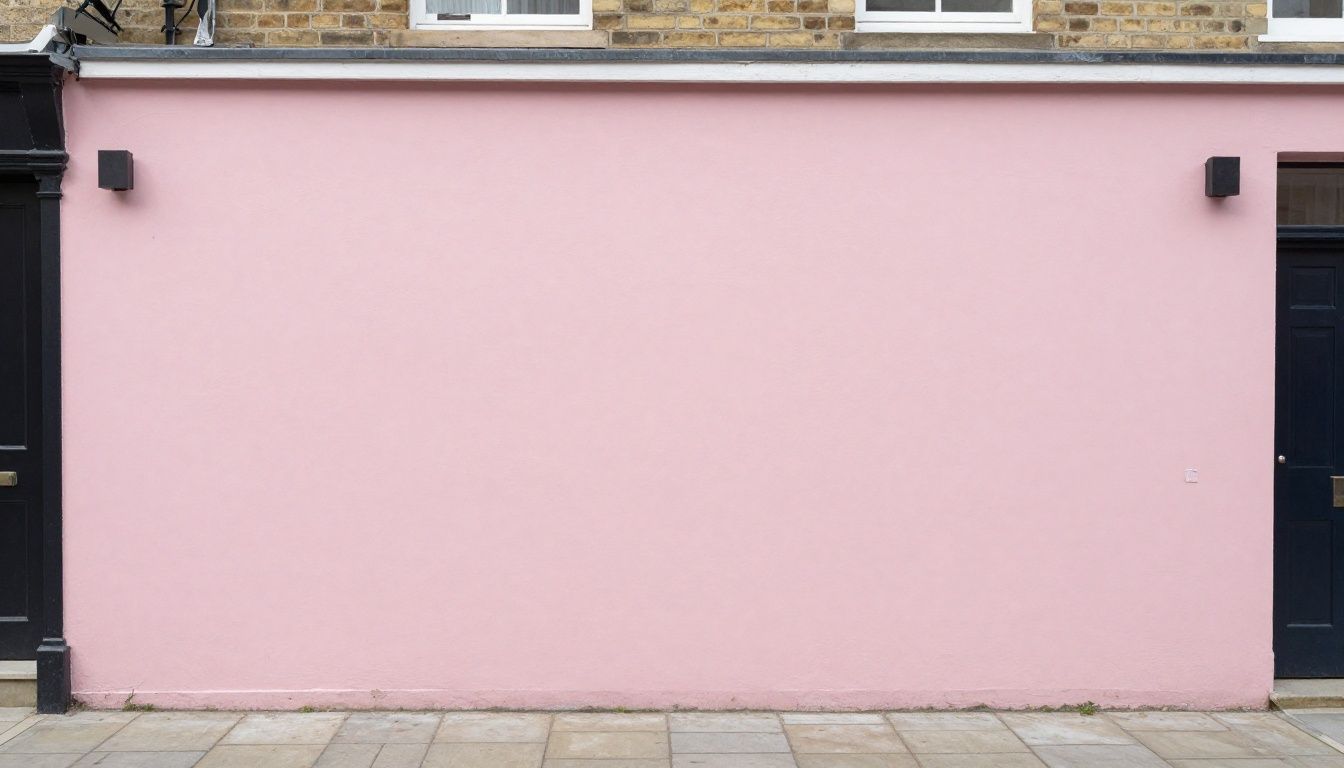 A freshly plastered wall in a Bristol home, showing a smooth, light pink surface as it begins to dry.
