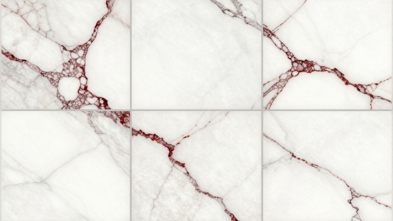Rosso Levanto marble tiles arranged in a grid pattern.