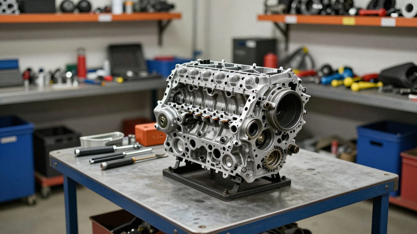 Subaru Forester engine in a Canberra workshop.