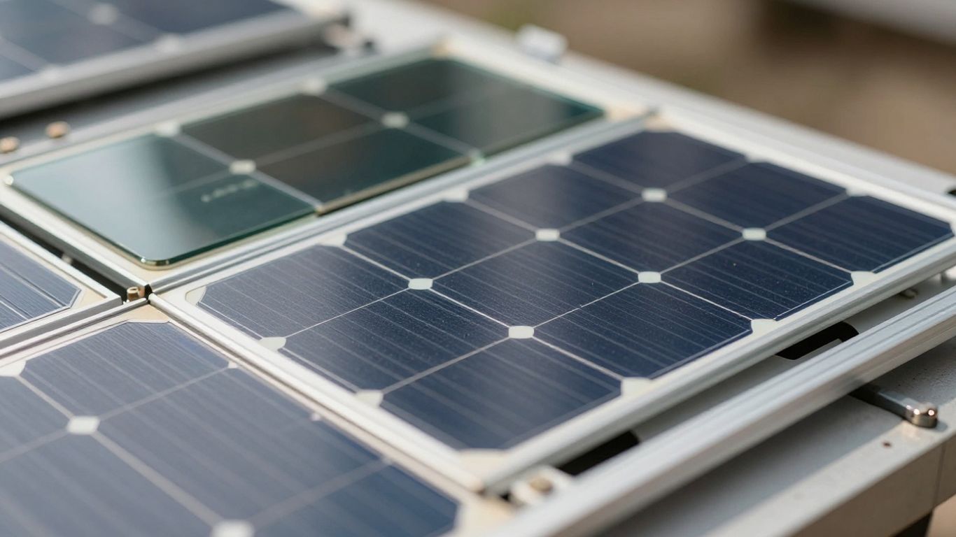 Composants d'un panneau solaire en cours de recyclage.
