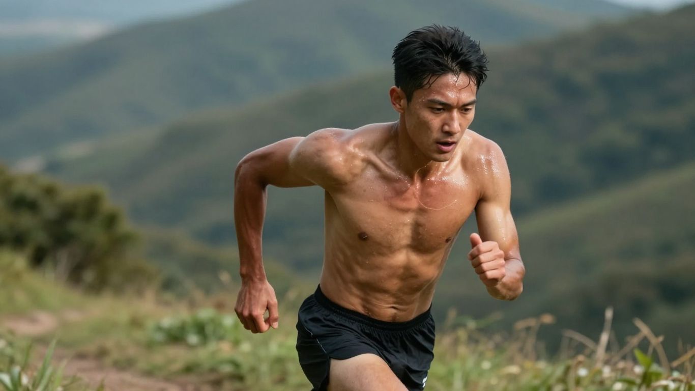 Runner on an uphill trail, building aerobic endurance.
