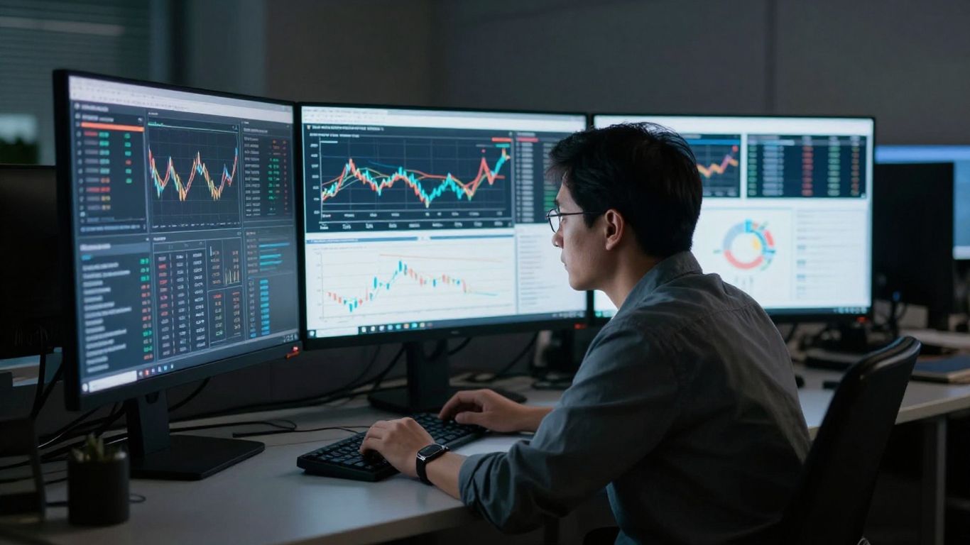 Professional trader analyzing market data