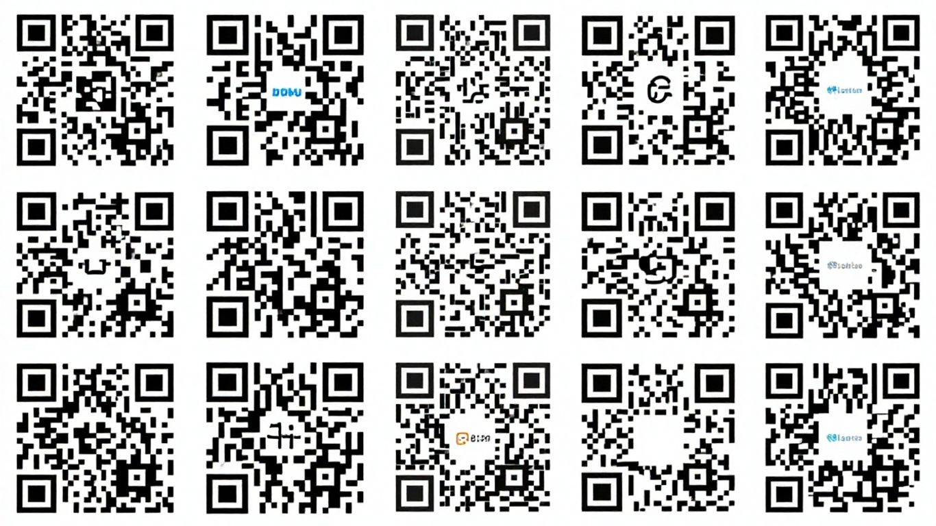 Grid of many QR codes for printing.