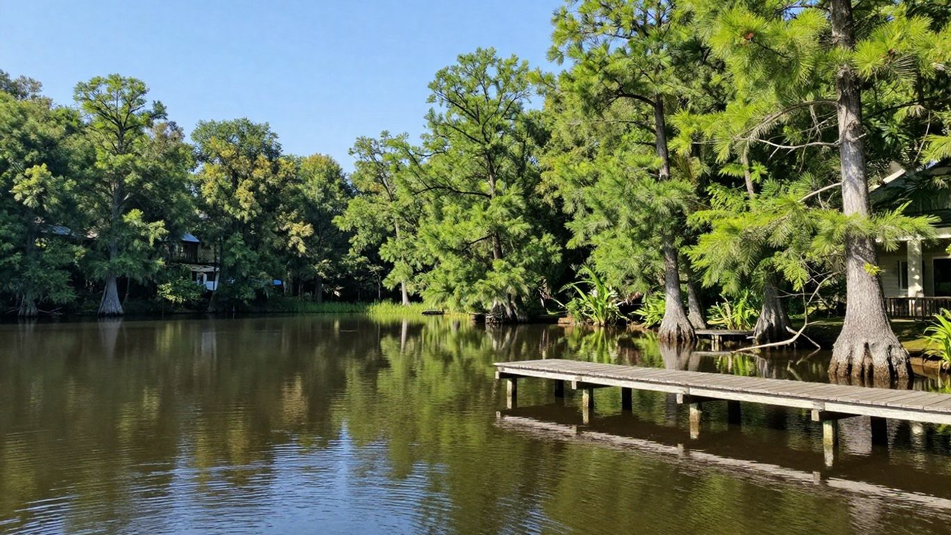 Cypress Lakes Resort with lake and dock