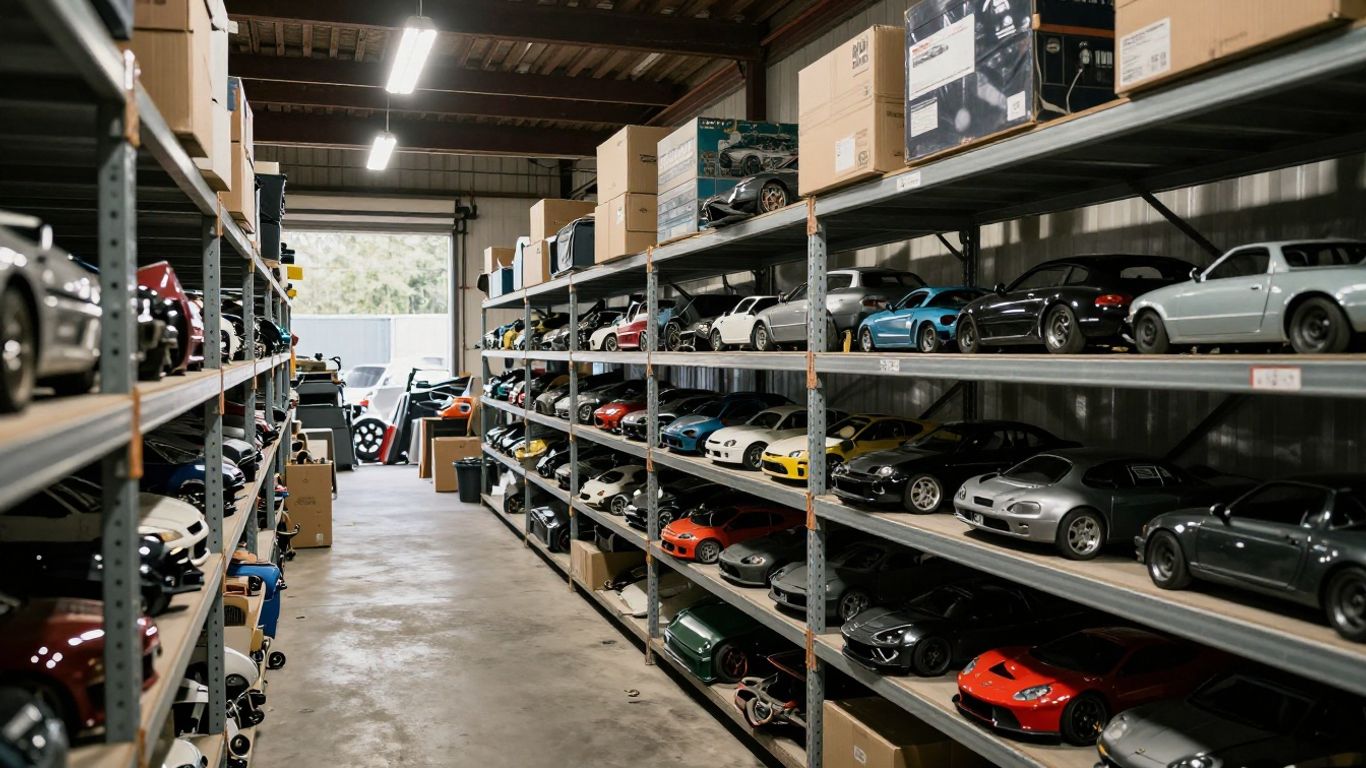 Interior view of a well-organized professional salvage shop