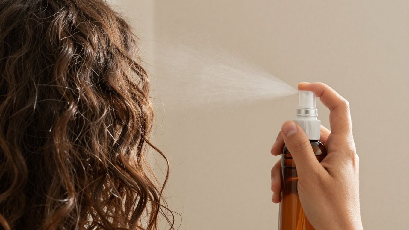 Dry curls refreshed with a fine mist