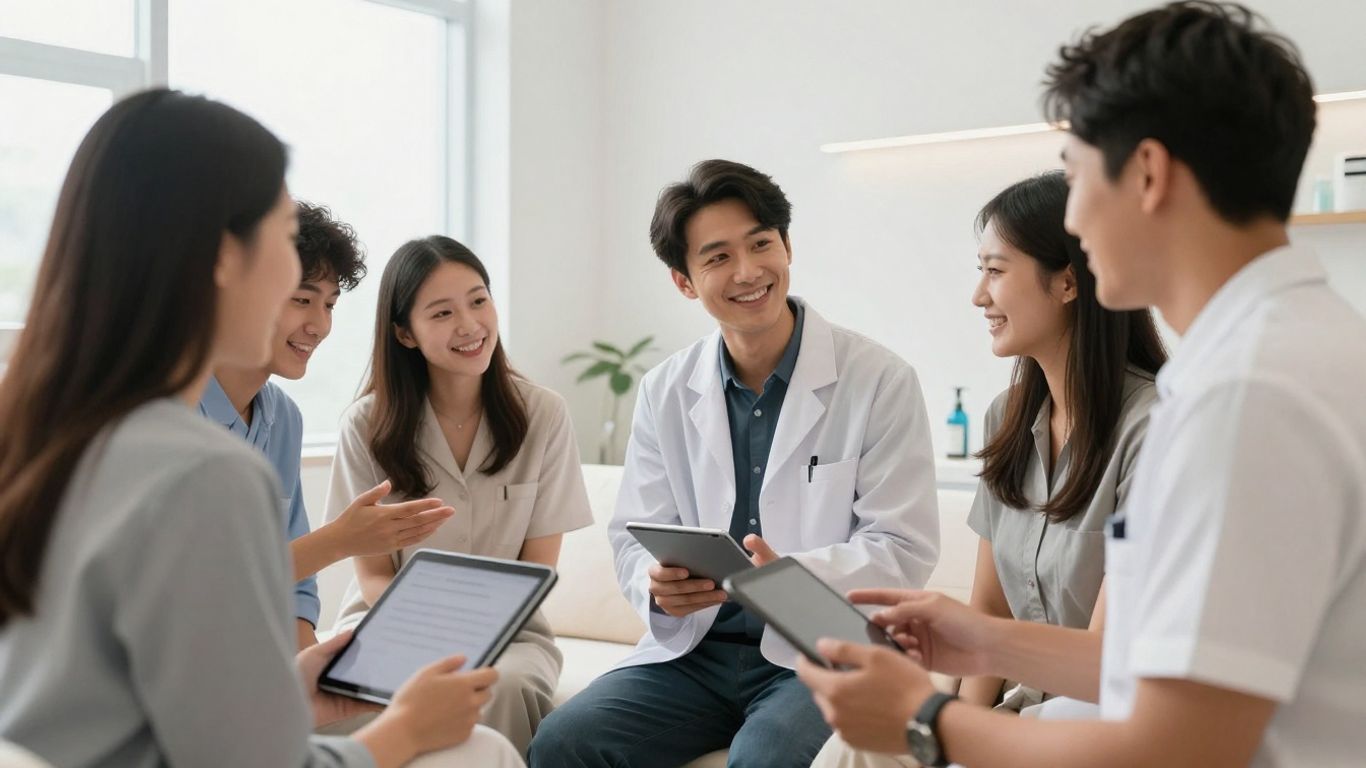 Medspa staff converting marketing leads into appointments with clients.