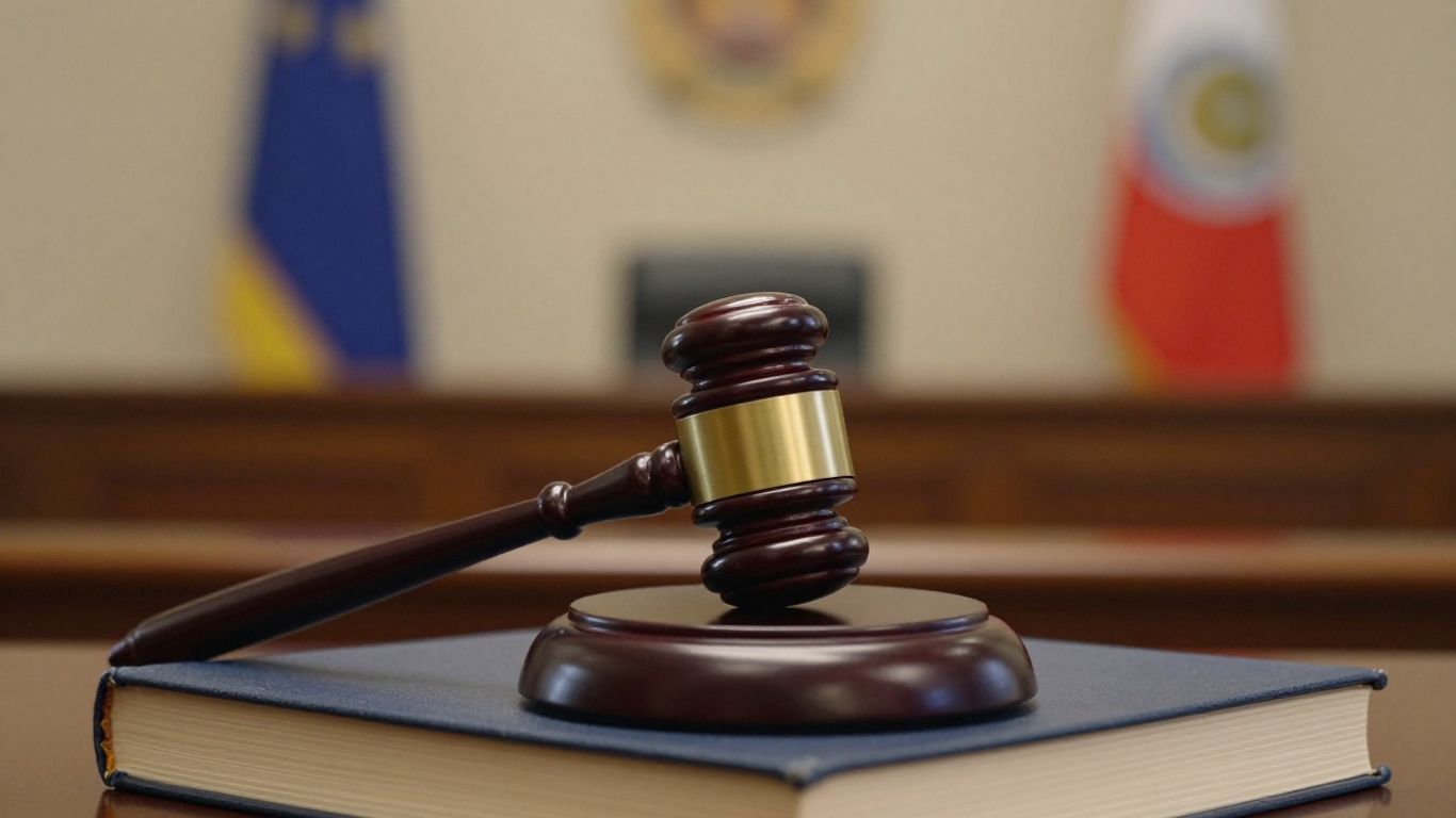Gavel on legal book in courthouse