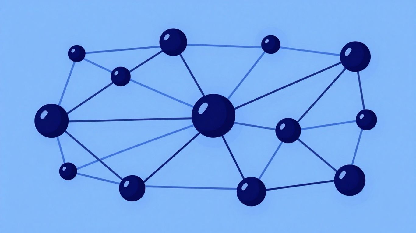 Abstract network nodes and connections illustration.