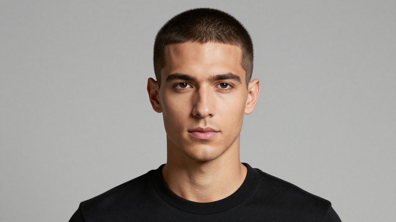 Man with a textured crop hairstyle.