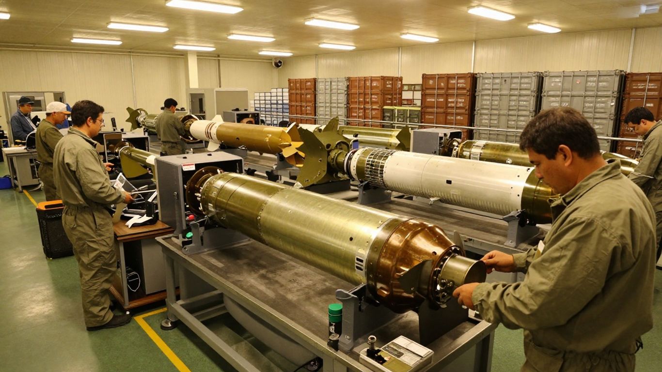 American defense budget documents and factory