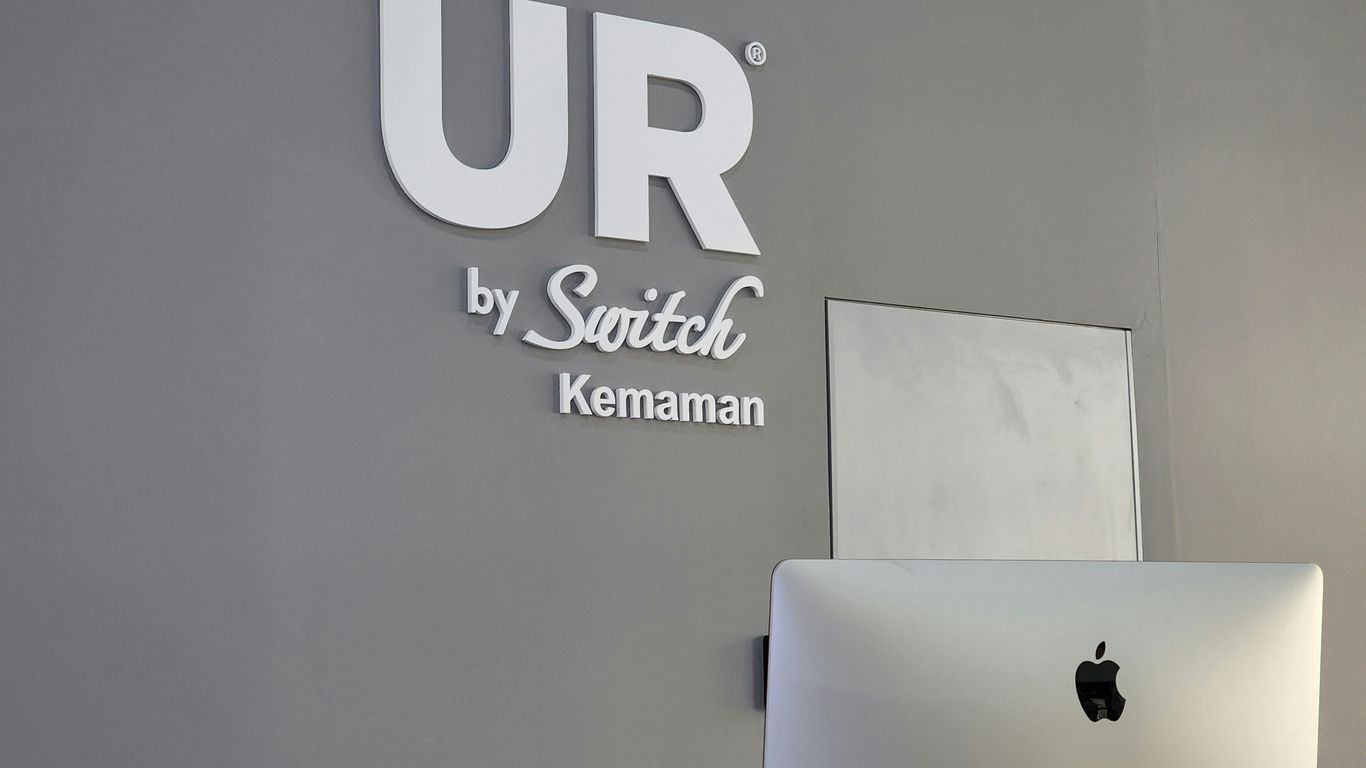 Layered corporate logo wall