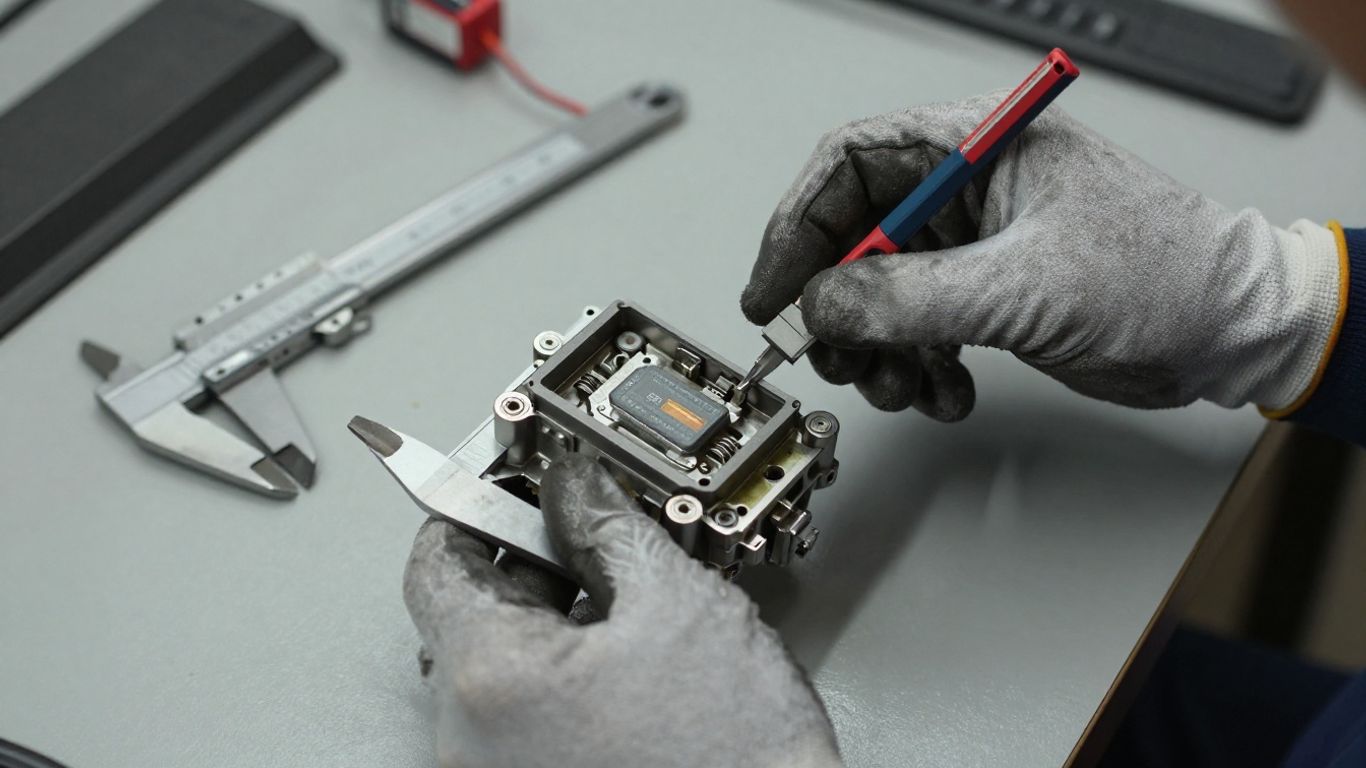 Mechanic inspecting recycled Audi Q5 component