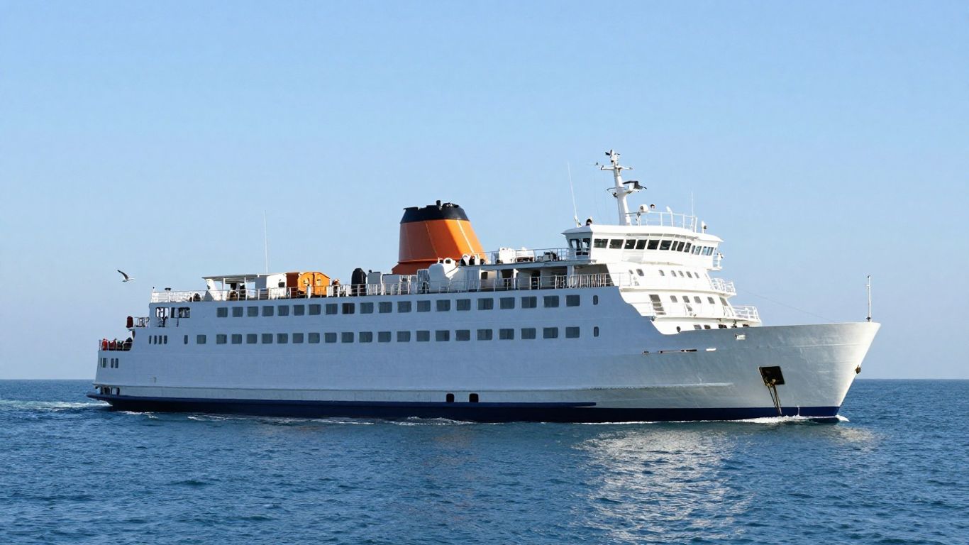 Ferry sailing across the sea towards France.