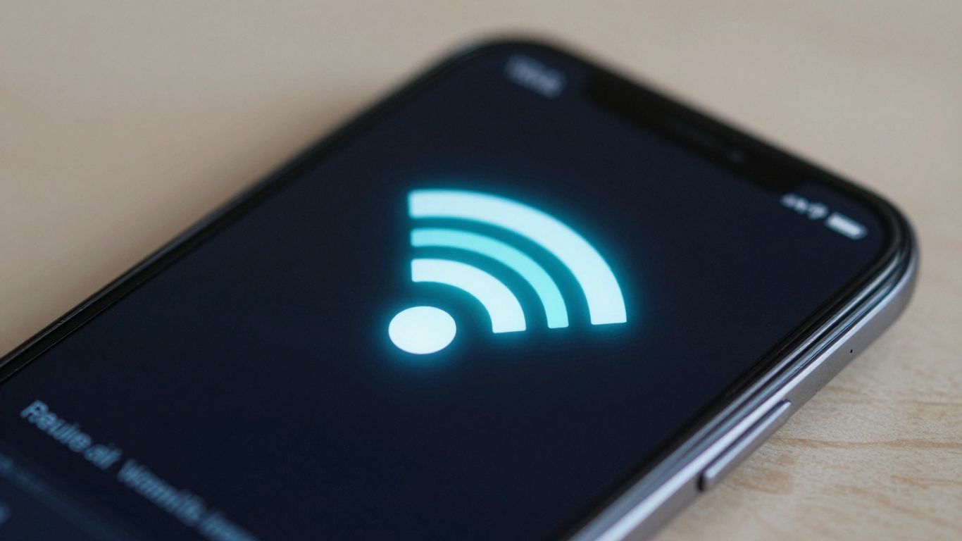 Smartphone displaying Wi-Fi connection symbol.