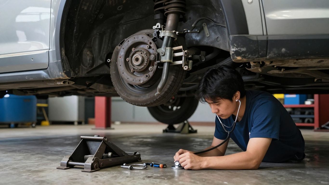 Technician listening to manual gearbox noise