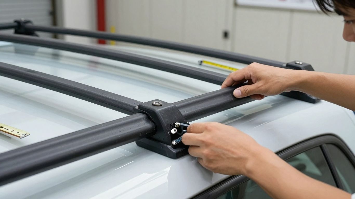 Hands aligning roof rack feet and clips