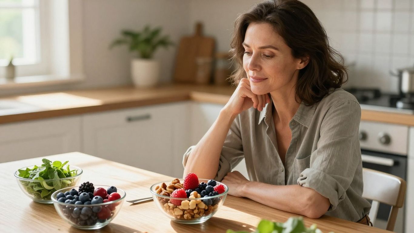 Woman eating healthy food for brain clarity