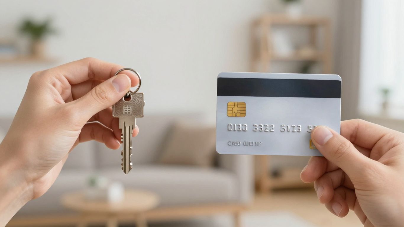 Llave de casa y tarjeta de crédito juntas.