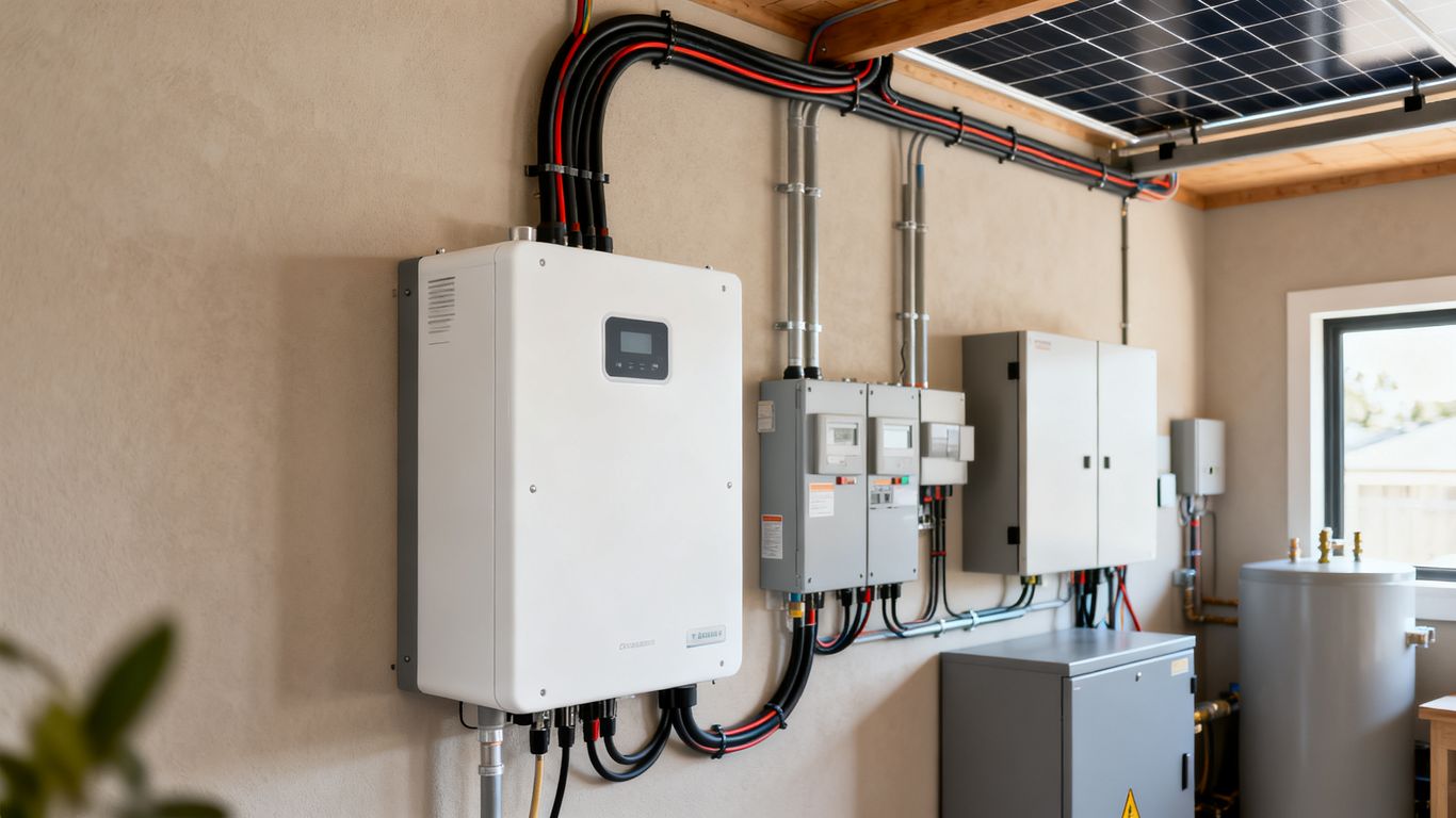 Batterie domestique reliée aux panneaux solaires