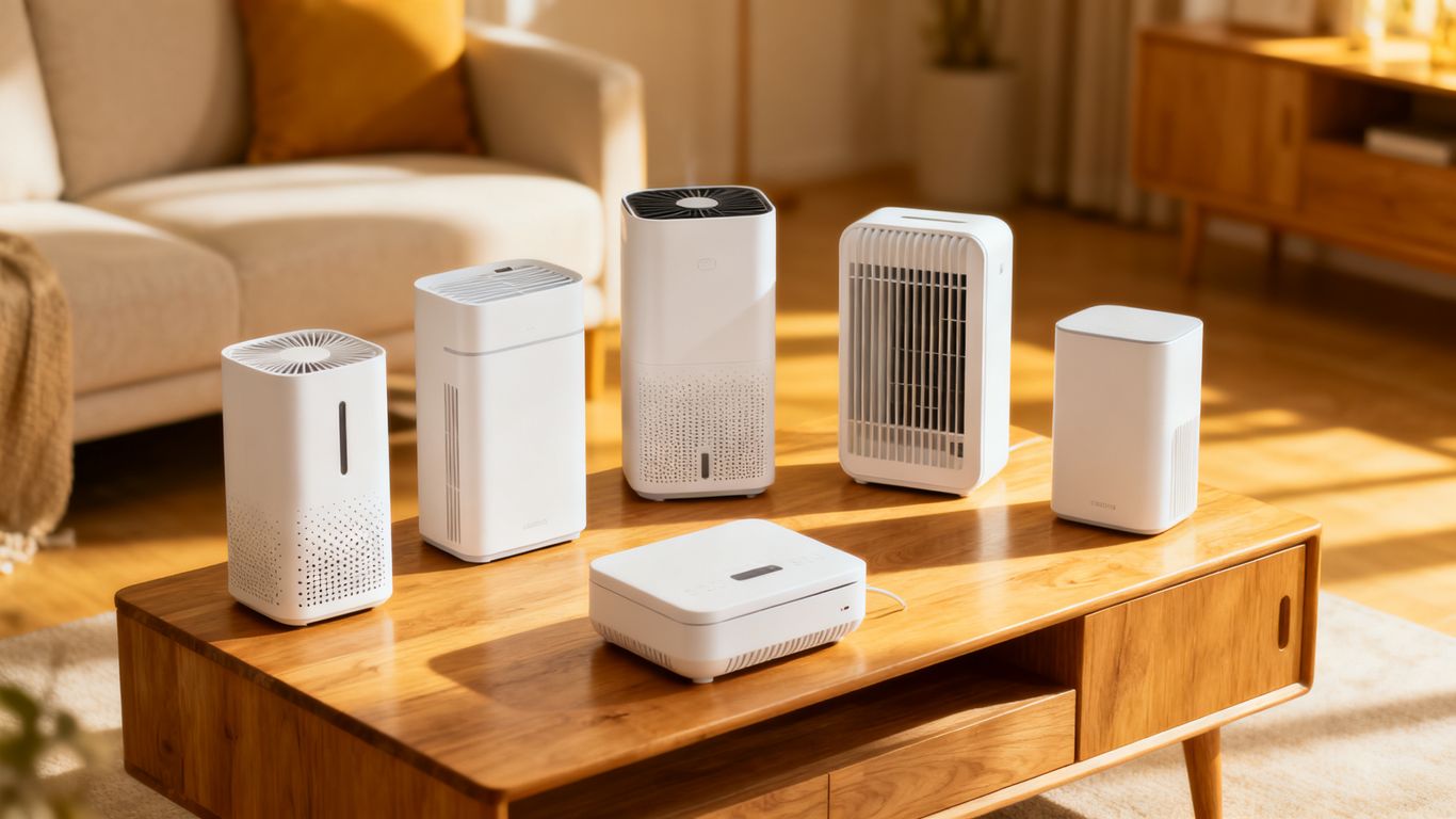 Various styles of portable home dehumidifiers