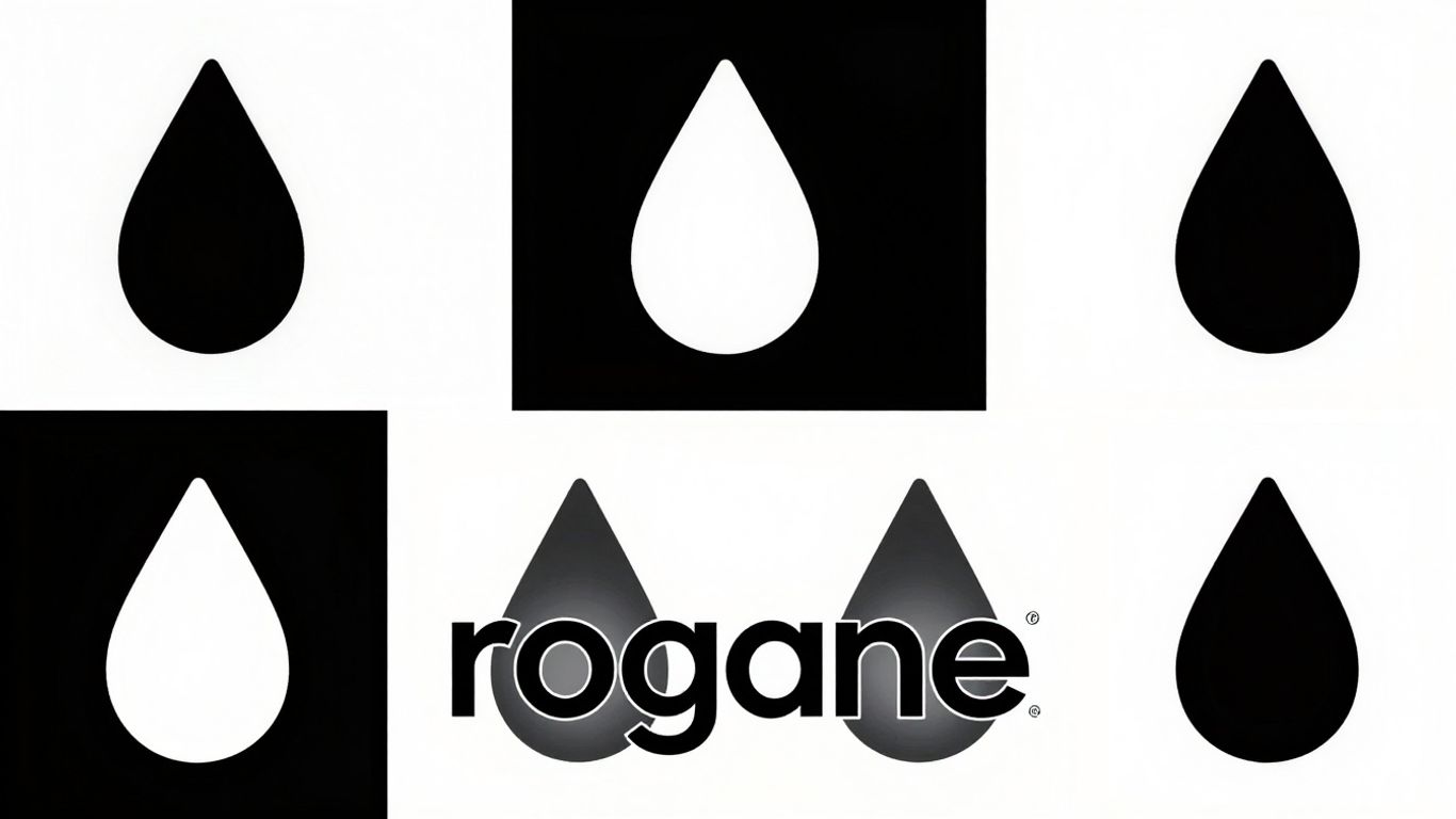 Rogaine logo evolution over the years.
