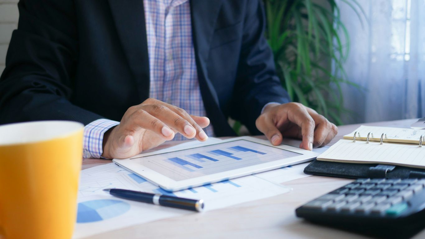 Modern financial tracking desk