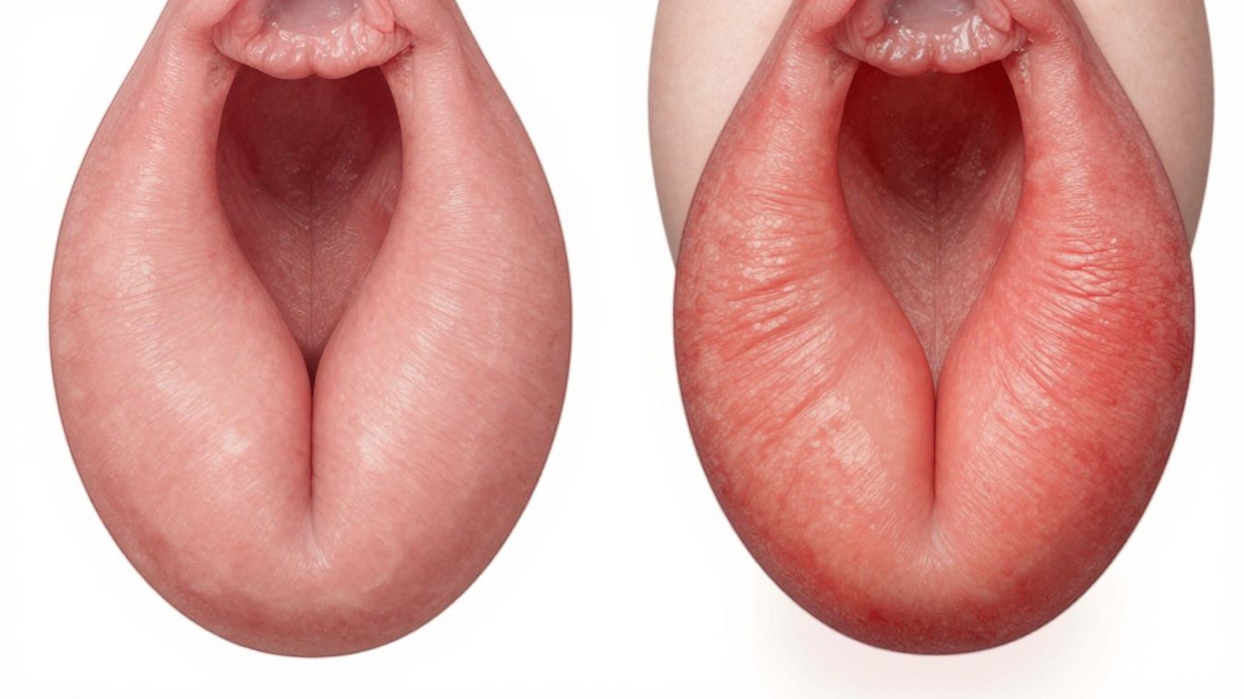 Comparação visual de candidíase e vaginose.
