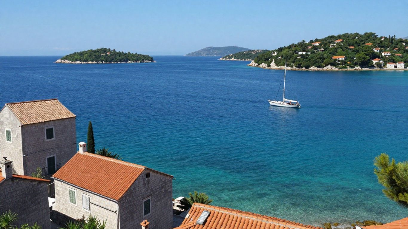 Scenic view of Croatia's beautiful coastline and islands.