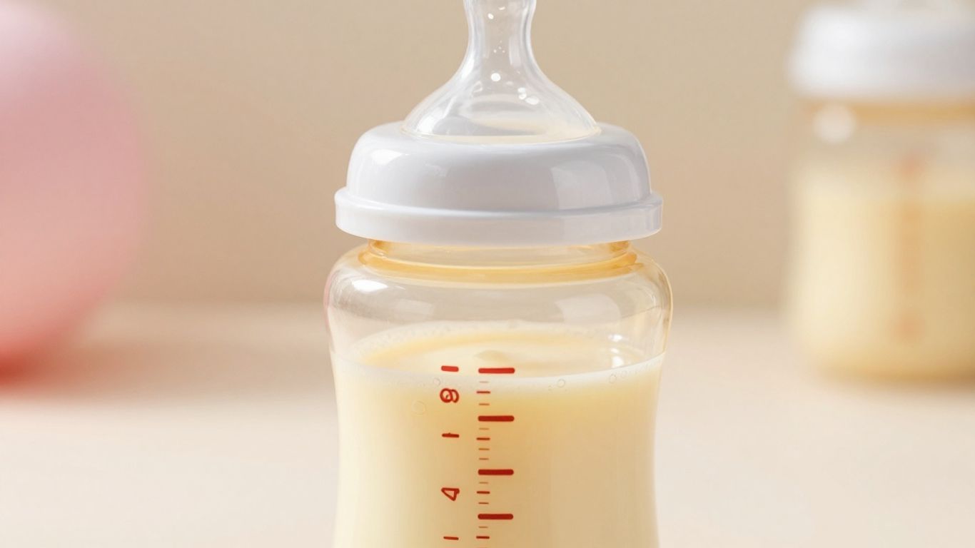 Bebé tomando leche hidrolizada de un biberón.
