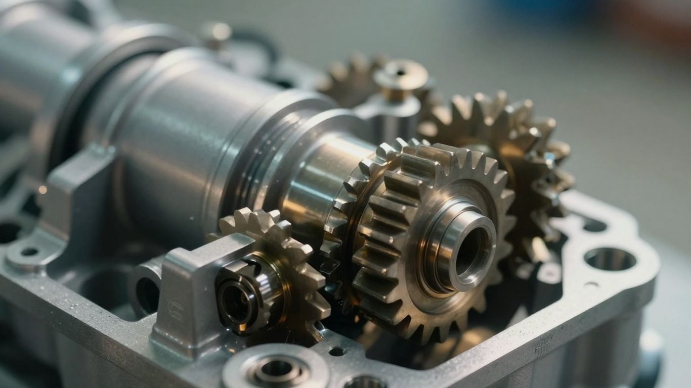 Close-up of a shiny BMW transmission part.