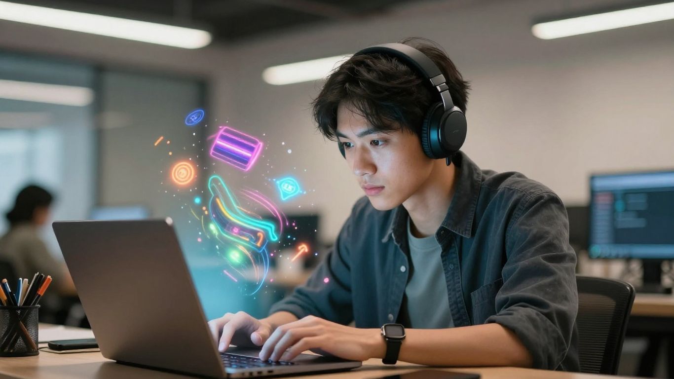 Gamified focus timer interface on a laptop screen.