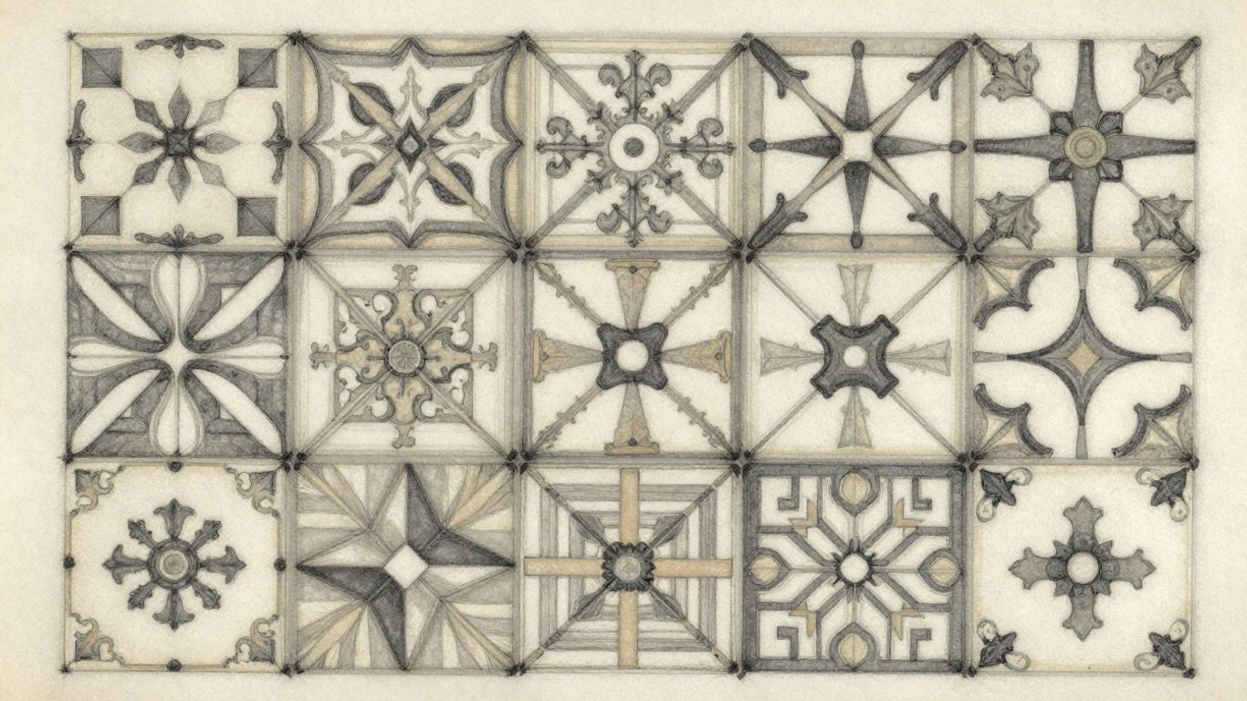 Boceto de diseño de patrón francés de baldosas