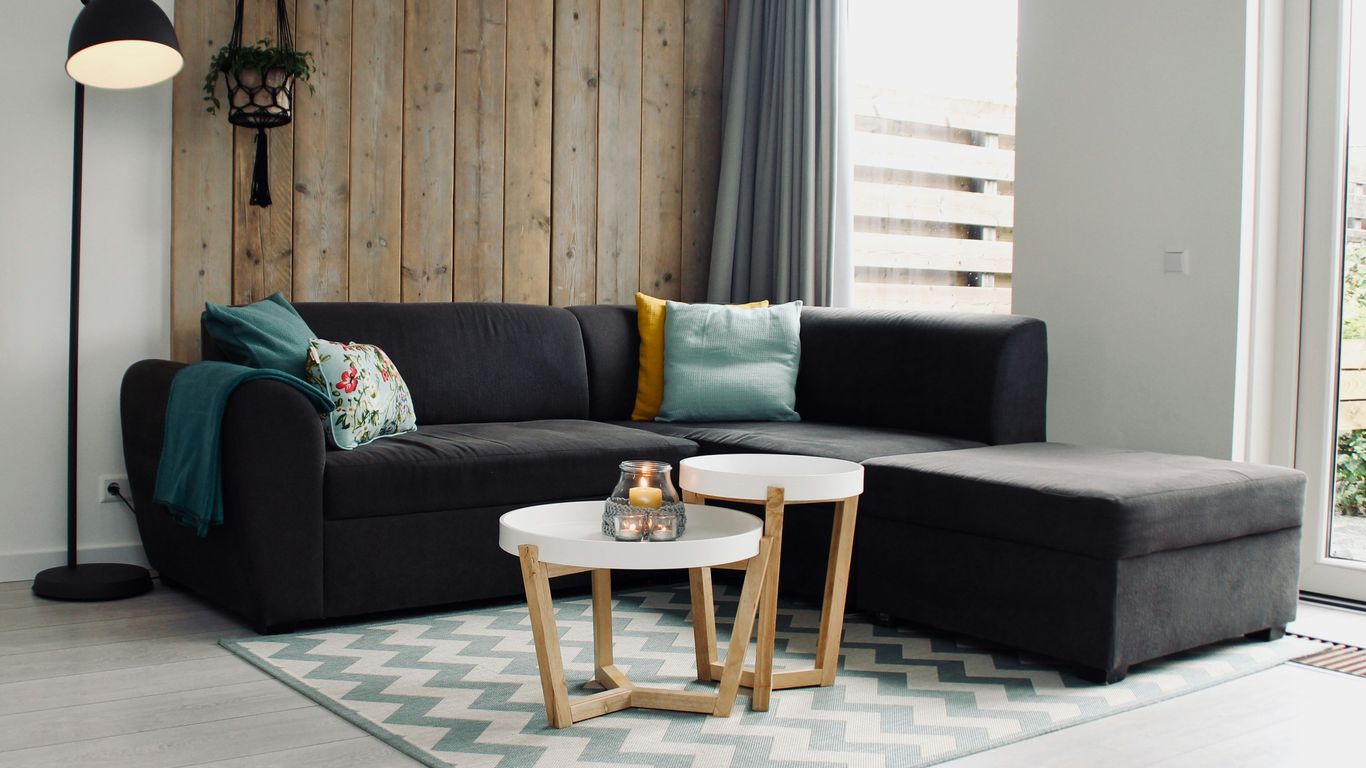 Modern vinyl plank flooring in sunny living room